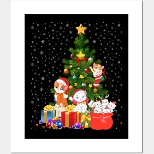 Christmas Tree Cats Santa Clause Posters and Art